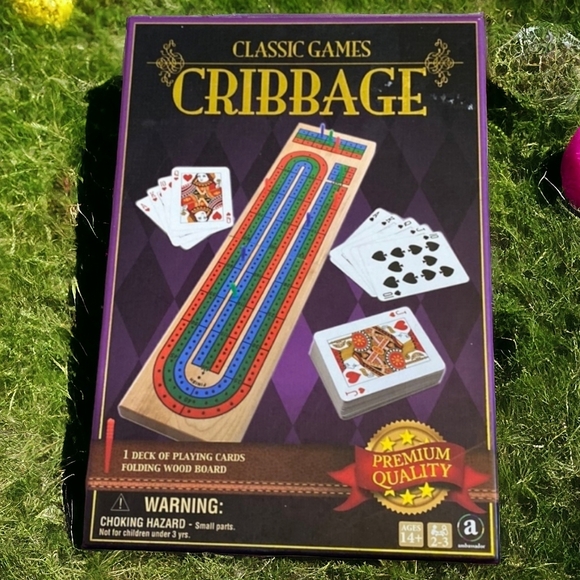 NIB Cribbage Ambassador Classic Games Playing Cards Folding Wood Board - Picture 1 of 6